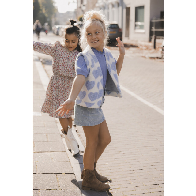 Looxs Revolution Teddy gilet offwhite hartjes voor meisjes in de kleur 2501-7005-017 large