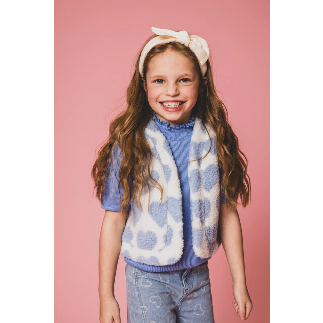Looxs Revolution Teddy gilet offwhite hartjes voor meisjes in de kleur 2501-7005-017 large