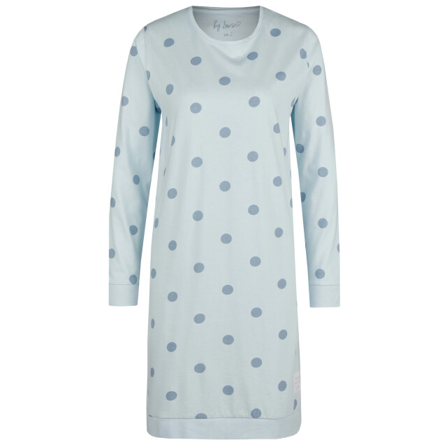 By Louise Dames nachthemd lange mouw katoen blauw gestipt BL-481-02 large