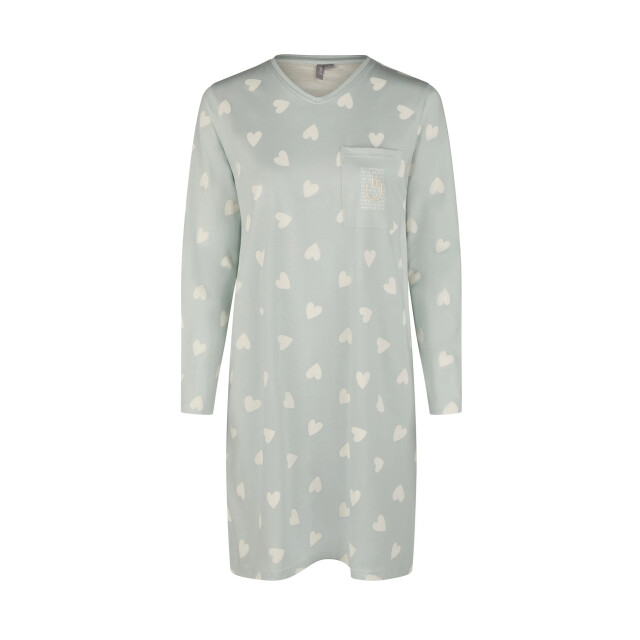 By Louise Dames nachthemd lange mouw mintgroen hartjes BL-473-02 large