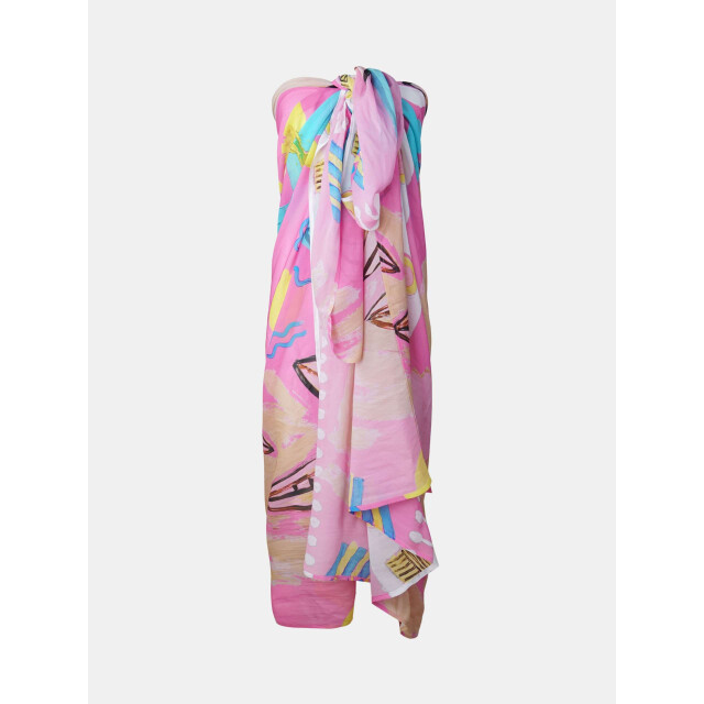 Mucho Gusto ® pareo imperia getrokken roze patchwork MUCHO GUSTO® Pareo Imperia Getrokken Roze Patchwork large