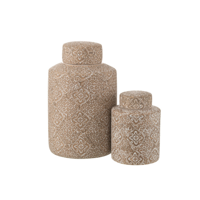 J-Line kan decoratief wabi porselein beige/wit large 20x20x30.5cm 3002618 large