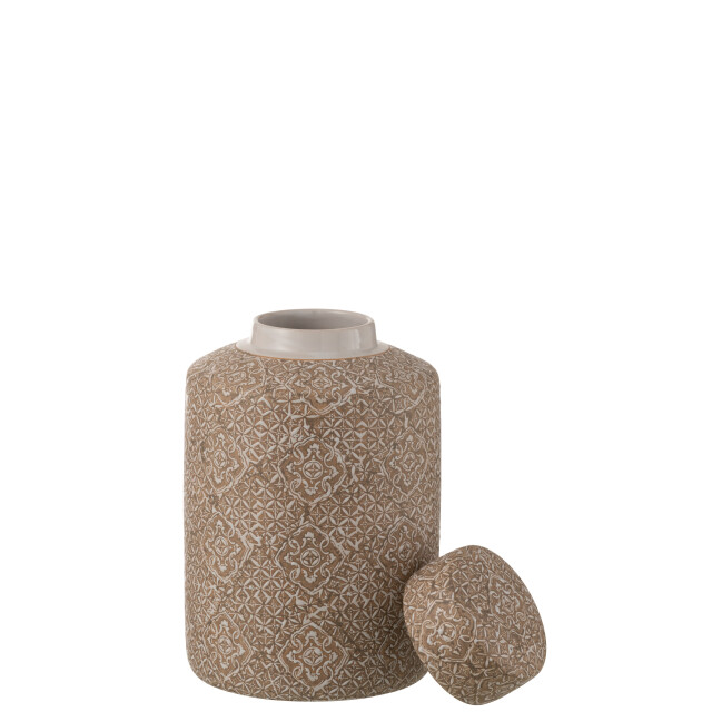 J-Line kan decoratief wabi porselein beige/wit large 20x20x30.5cm 3002618 large