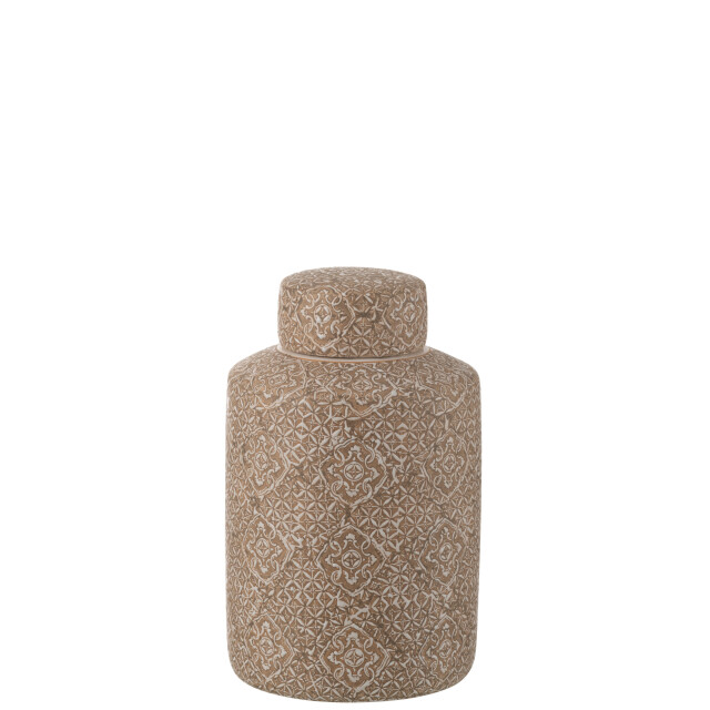 J-Line kan decoratief wabi porselein beige/wit large 20x20x30.5cm 3002618 large