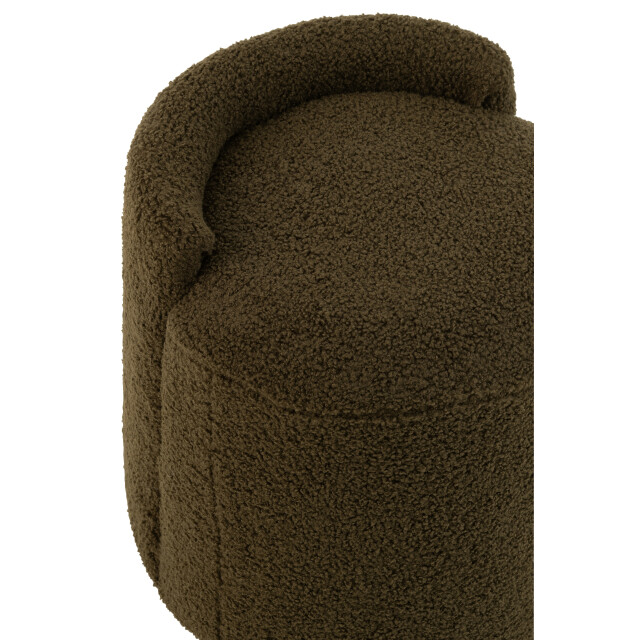 J-Line poef teddy rond+rugleuing bouclé 40x40x38cm 2999585 large