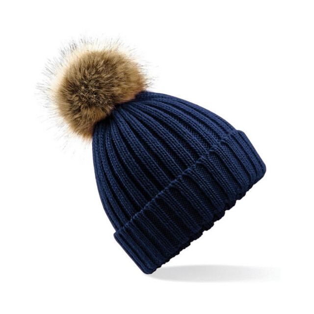 Beechfield Gebreide muts van imitatiebont UTFK1439_navyblue large
