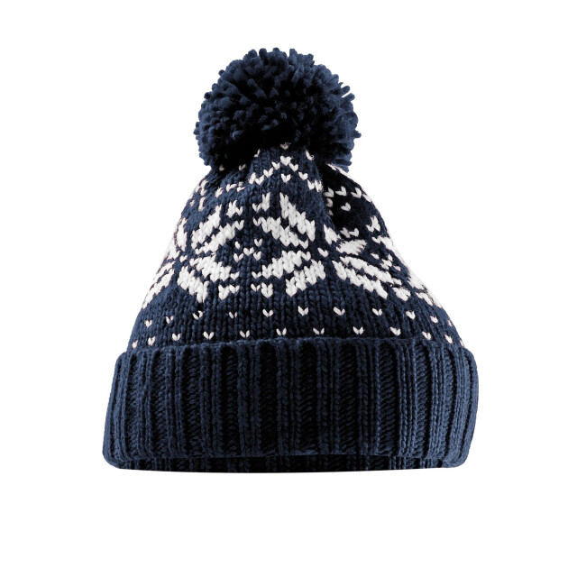 Beechfield Volwassen uniseks snowstar fair isle muts UTFK1446_frenchnavywhite large