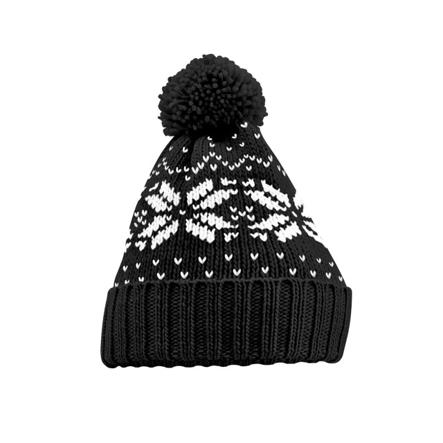 Beechfield Volwassen uniseks snowstar fair isle muts UTFK1446_blackwhite large
