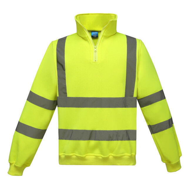 Yoko Uniseks hi-vis sweatshirt met kwartrits voor volwassenen UTFK1389_yellow large