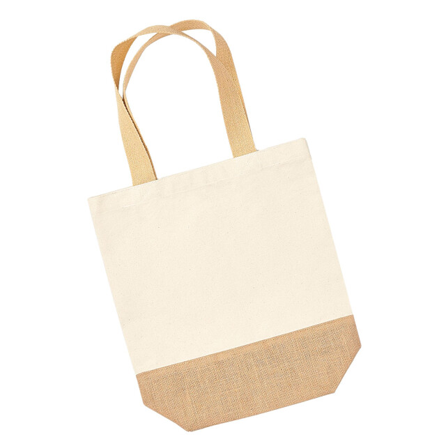 Westford Mill Jute canvas shopper tas UTFK1293_natural large