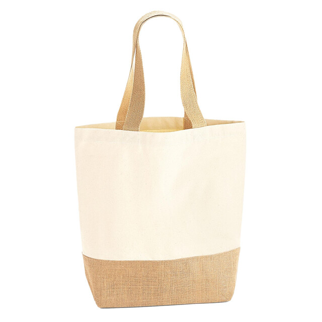 Westford Mill Jute canvas shopper tas UTFK1293_natural large