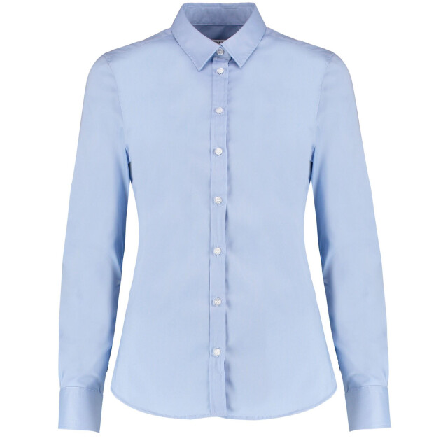 Kustom Kit Dames oxford stretch getailleerde overhemd met lange mouwen UTFK1262_lightblue large