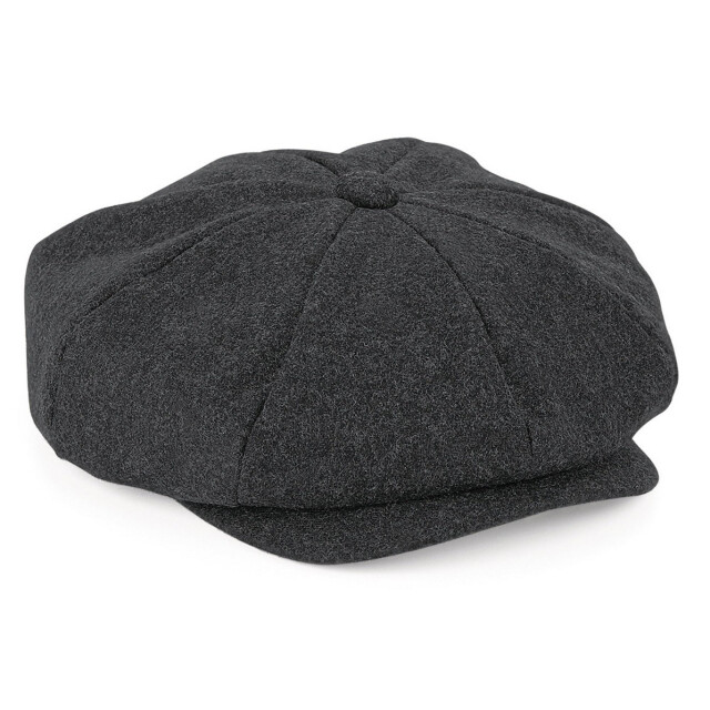 Beechfield Unisex volwassenen melton wool baker boy cap UTFK1216_charcoalmarl large