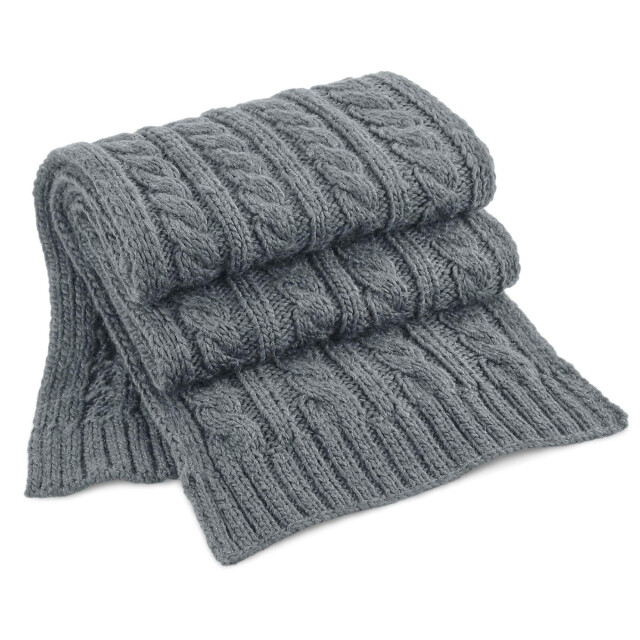 Beechfield Kabelgebreide sjaal voor volwassenen UTFK1172_lightgrey large