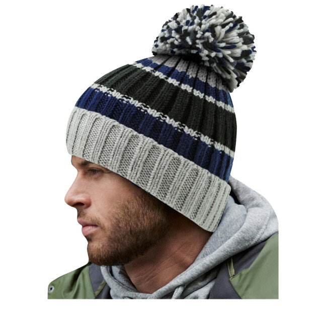 Beechfield Hygge gestreepte muts UTFK1102_steelblue large