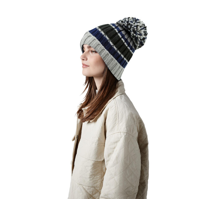 Beechfield Hygge gestreepte muts UTFK1102_steelblue large