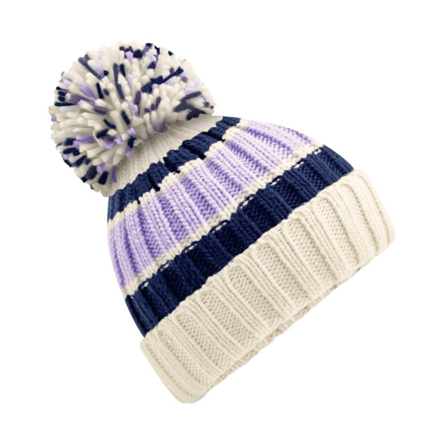 Beechfield Hygge gestreepte muts UTFK1102_blueberrycheesecake large