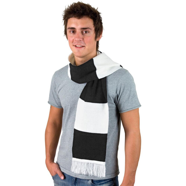 Result Heren zware gebreide thermische winter sjaal UTFK662_whiteblack large