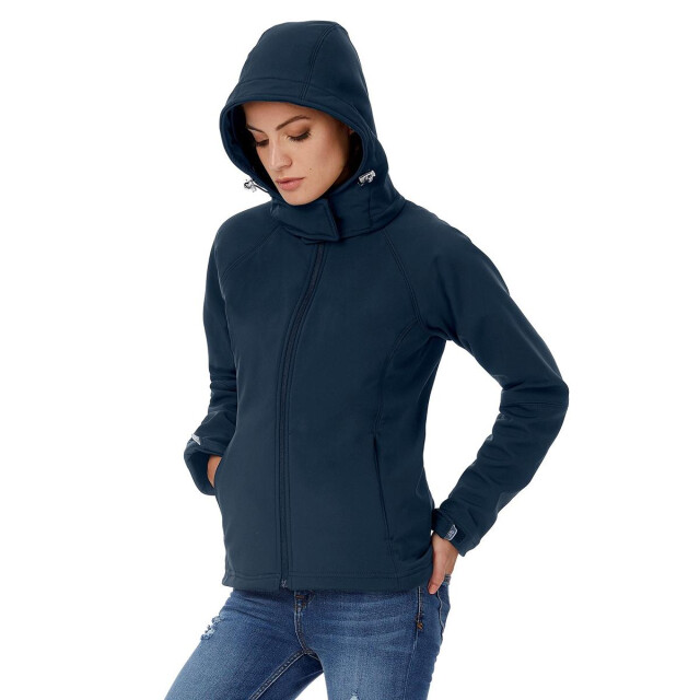 B and C B&c womens hooded premium softshell jacket (winddicht, waterdicht & ademend) UTFK108_navyblue large