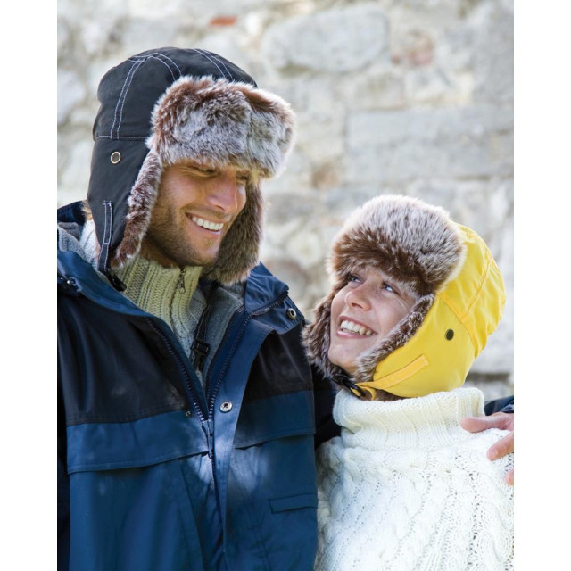 Result Unisex klassieke thermische winter/ski sherpa trapper hat UTFK677_midnightnavy large