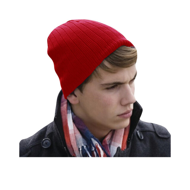 Result Unisex double knit heavy cotton winter beanie hat UTFK679_red large