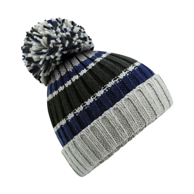 Beechfield Hygge gestreepte muts UTFK1102_steelblue large