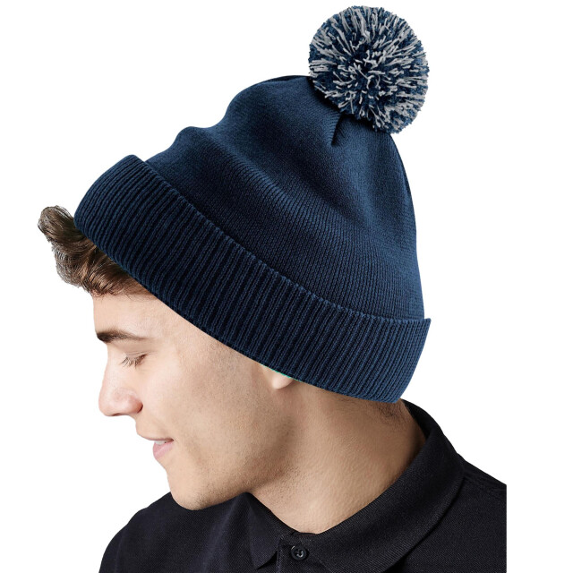 Beechfield Snowstar tweekleurige gerecycleerde muts UTFK1090_frenchnavylightgrey large