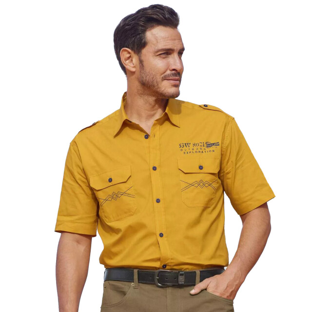 Atlas For Men Heren poplin piloten overhemd UTAF835_ochre large