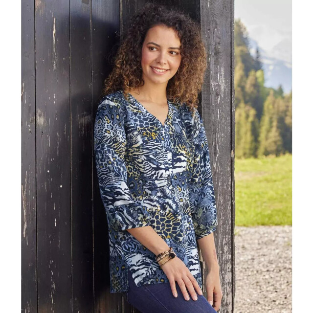 Atlas for Women Dames crepe blouse met dierenprint UTAF796_blue large