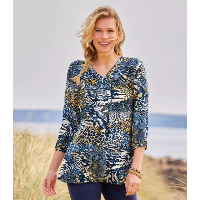 Atlas for Women Dames crepe blouse met dierenprint UTAF796_blue large