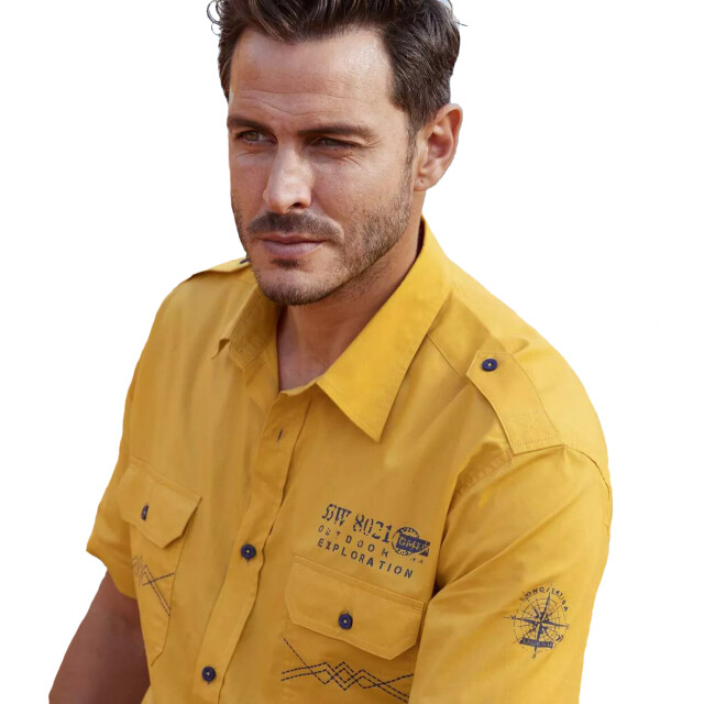 Atlas For Men Heren poplin piloten overhemd UTAF835_ochre large
