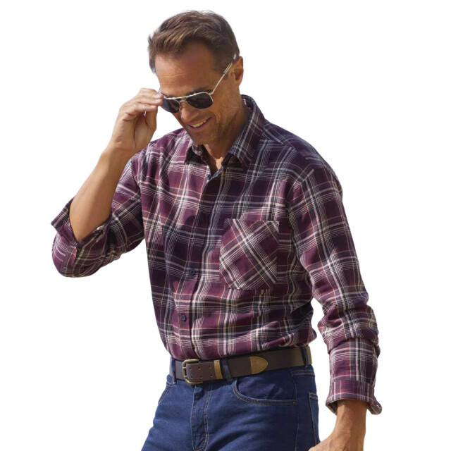 Atlas For Men Heren geruit flannel shirt UTAF867_plum large
