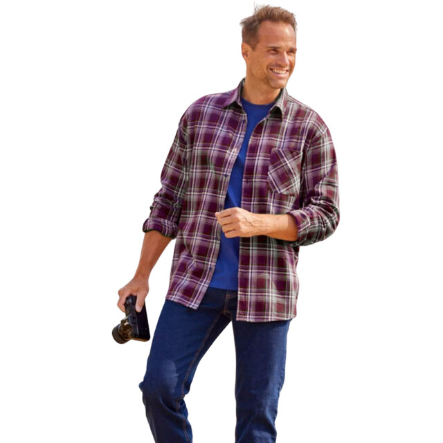 Atlas For Men Heren geruit flannel shirt UTAF867_plum large