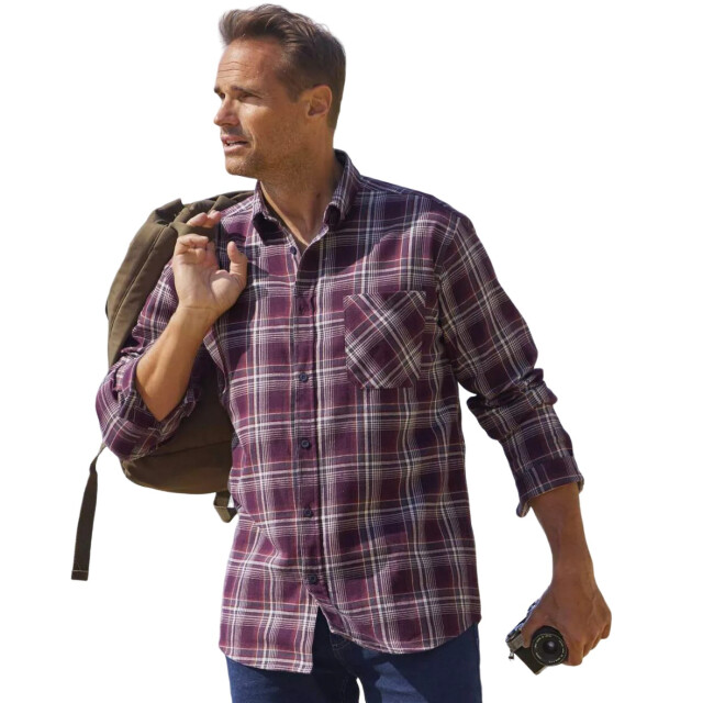 Atlas For Men Heren geruit flannel shirt UTAF867_plum large
