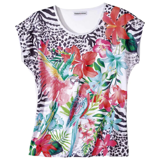 Atlas for Women Dames bloemen t-shirt UTAF797_ecru large