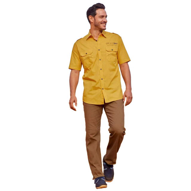 Atlas For Men Heren poplin piloten overhemd UTAF835_ochre large