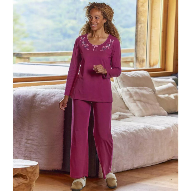 Atlas for Women Dames gebloemde lange pyjama set UTAF789_burgundy large