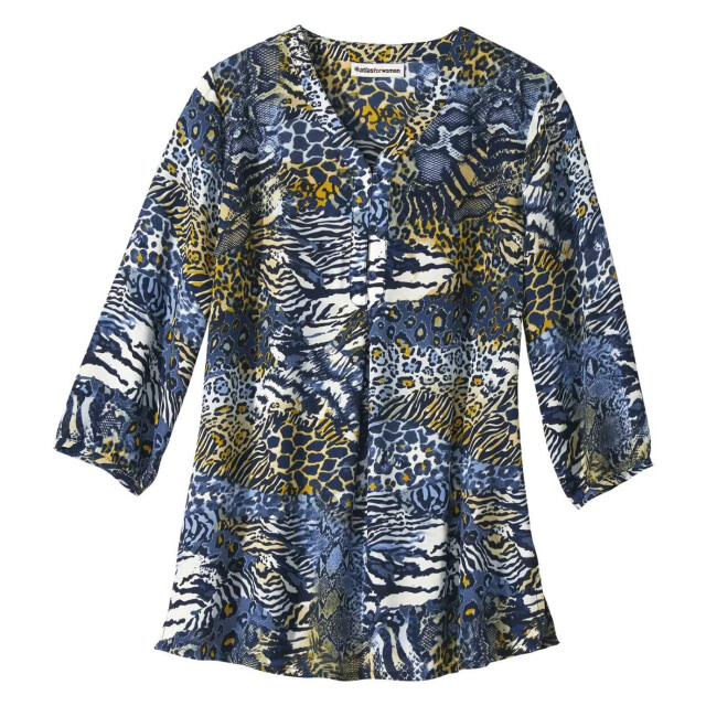 Atlas for Women Dames crepe blouse met dierenprint UTAF796_blue large