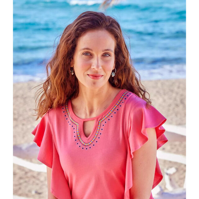 Atlas for Women Dames ruffle t-shirt UTAF804_pink large