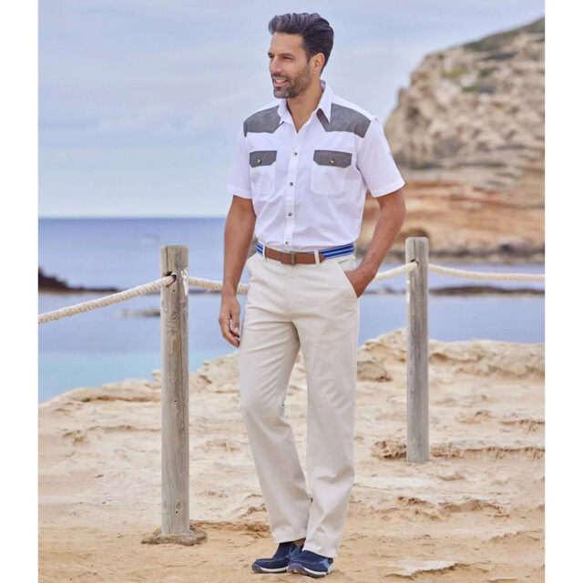 Atlas For Men Herenhemd met contrasterende korte mouwen UTAF631_white large