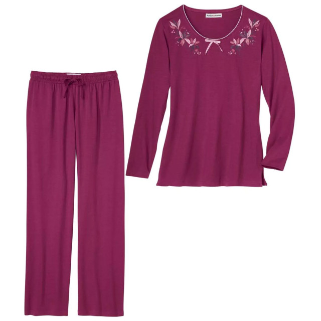 Atlas for Women Dames gebloemde lange pyjama set UTAF789_burgundy large