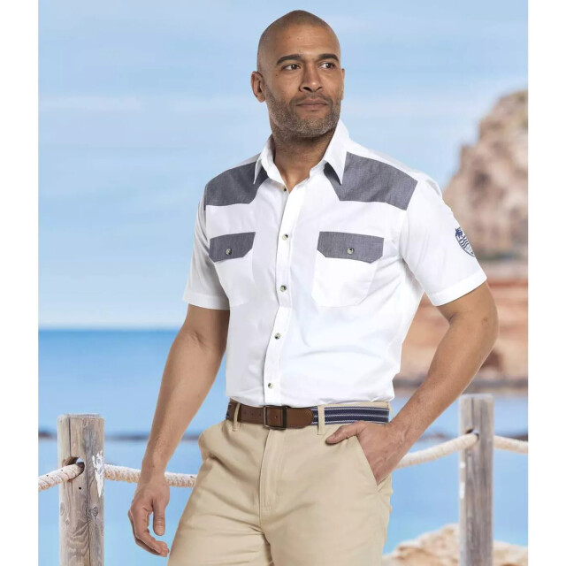 Atlas For Men Herenhemd met contrasterende korte mouwen UTAF631_white large