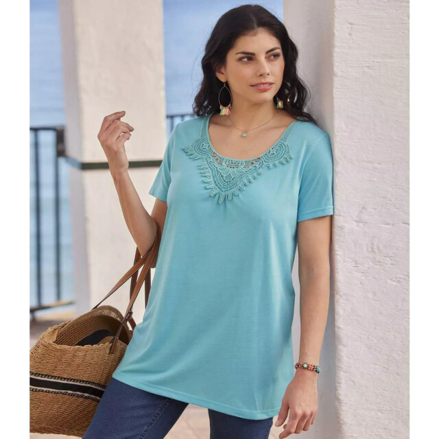 Atlas for Women Dames macram t-shirt UTAF678_turquoise large