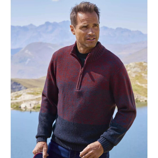 Atlas For Men Heren trui met gevlekte rits UTAF492_burgundy large