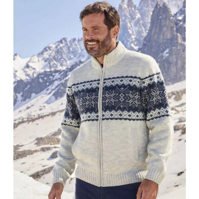 Atlas For Men Heren gebreid fleecevest UTAF476_ecru large