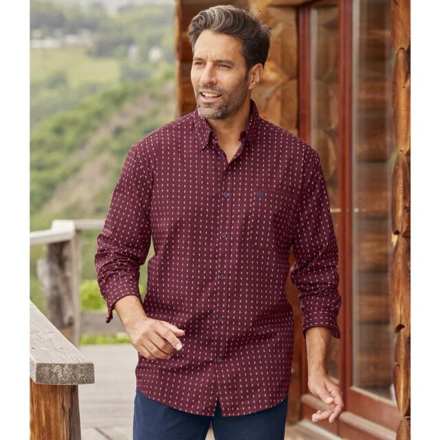 Atlas For Men Heren bedrukt poplin overhemd UTAF430_burgundy large