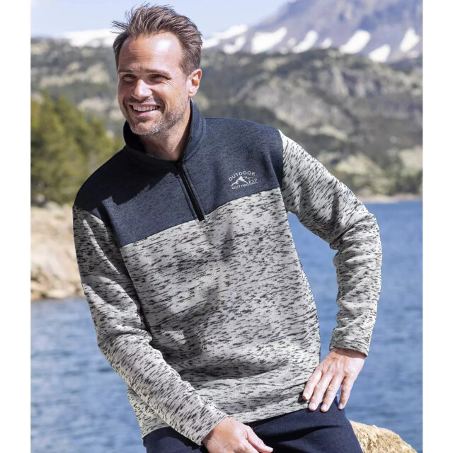 Atlas For Men Heren trui van geborsteld fleece (set van 2) UTAF442_greybluenavyblue large