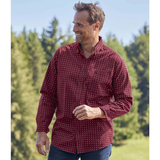 Atlas For Men Heren bedrukt poplin overhemd UTAF430_burgundy large