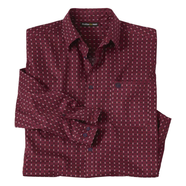 Atlas For Men Heren bedrukt poplin overhemd UTAF430_burgundy large