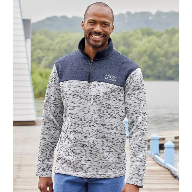 Atlas For Men Heren trui van geborsteld fleece (set van 2) UTAF442_greybluenavyblue large